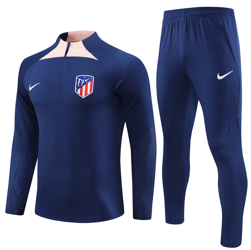 Atlético Madrid 23-24 königsblauer Trainingsanzug (Halb-Reißverschluss)