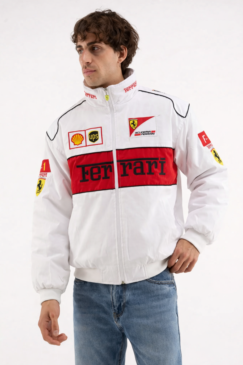 Chaqueta Vintage Blanca Ferrari F1 Racing