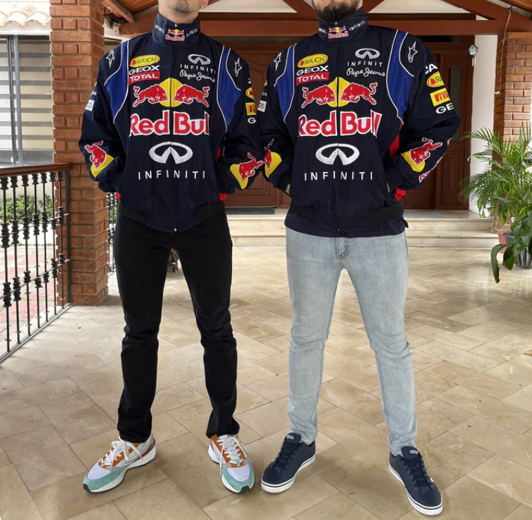 Chaqueta del Equipo de Carreras Red Bull Racing F1 – Bomber azul marino Motorsport con patrocinadores bordados