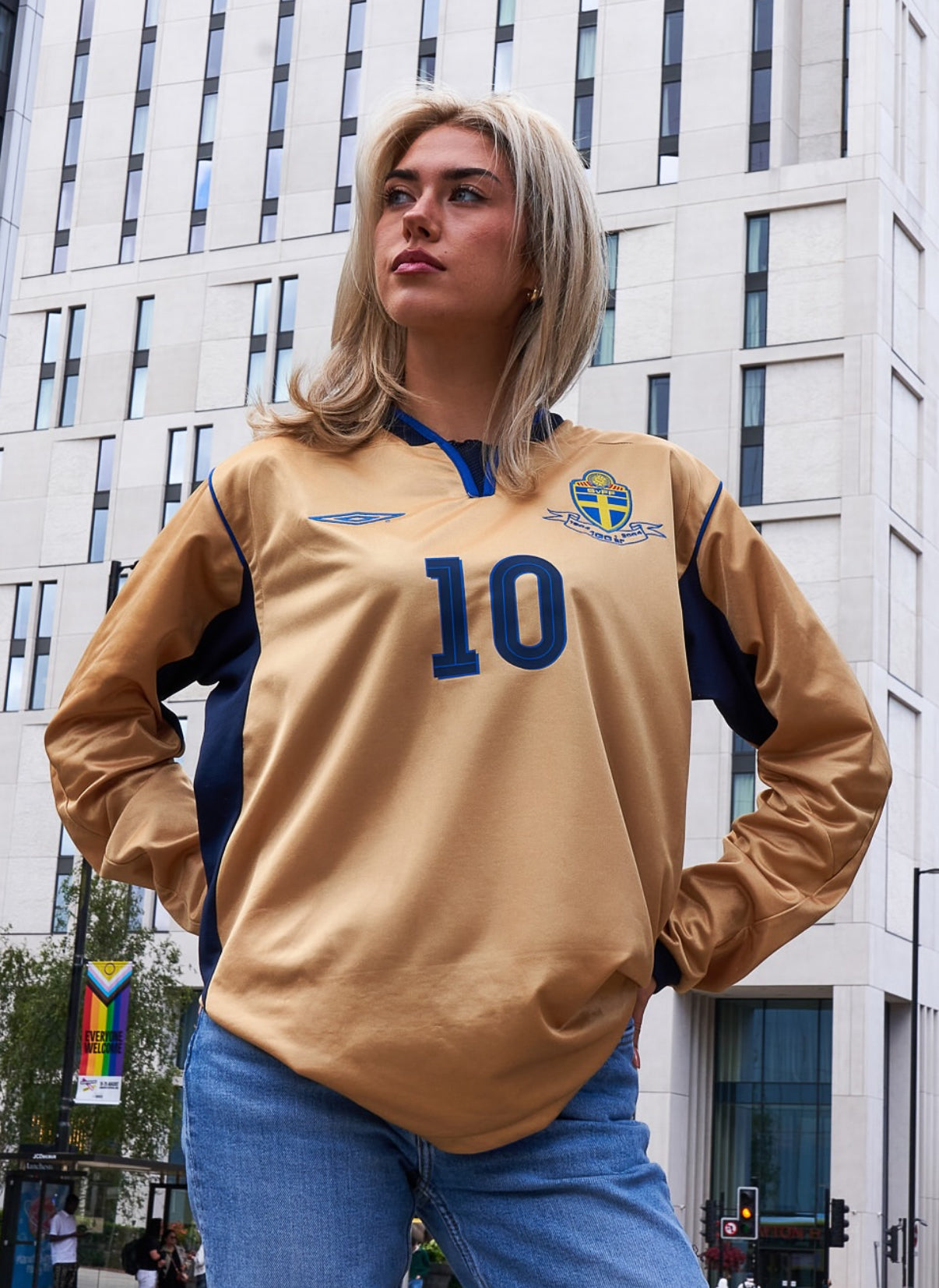 Schweden 2004 Retro Goldenes Trikot Auswärts Lange Ärmel