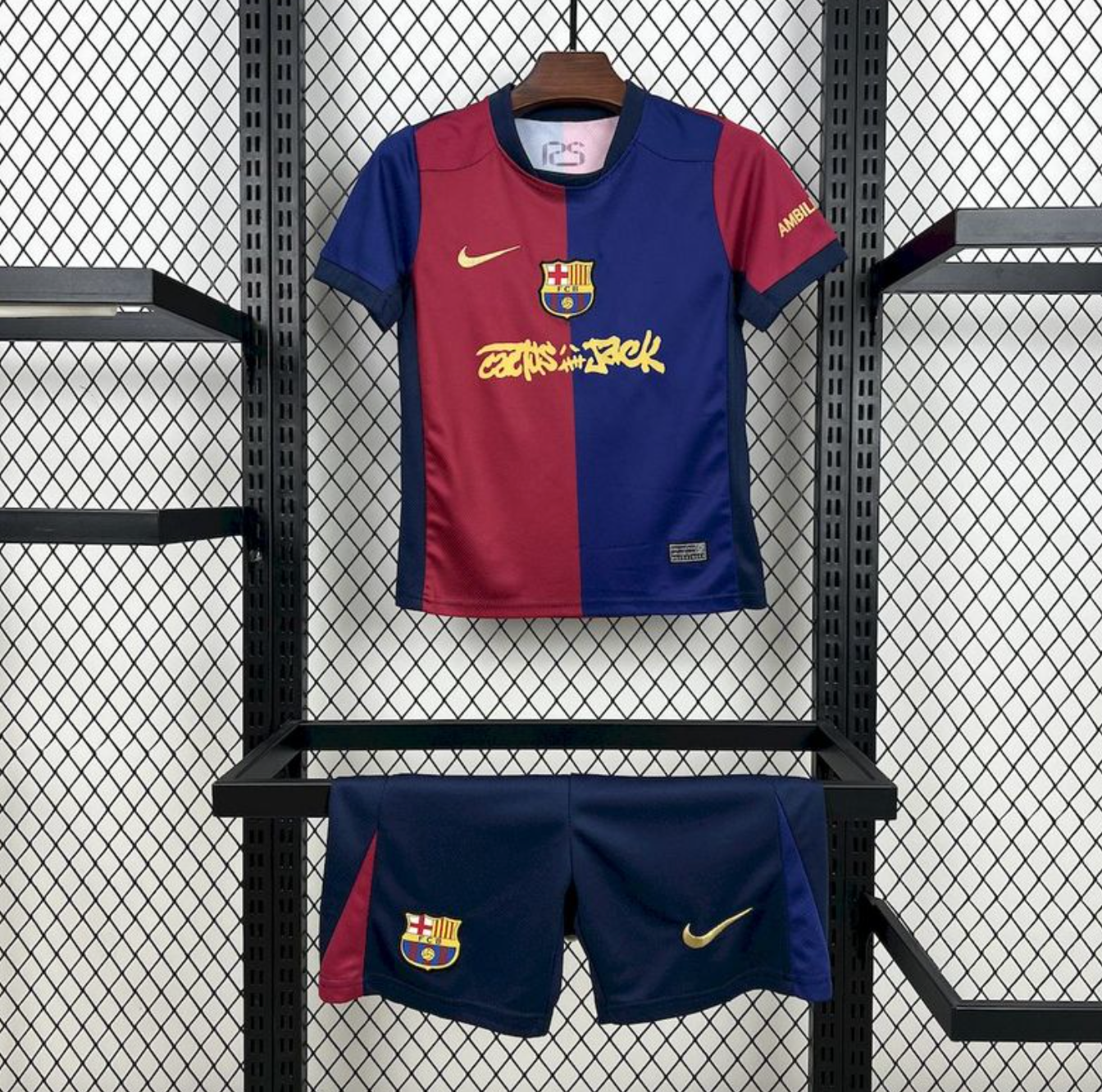 FC Barcelona × Travis Scott Kinder-Fußballtrikot-Set