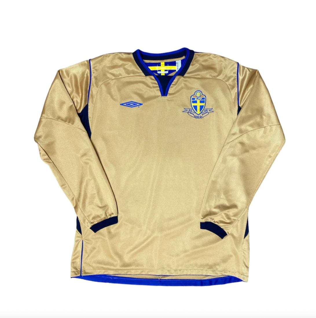 Schweden 2004 Retro Goldenes Trikot Auswärts Lange Ärmel