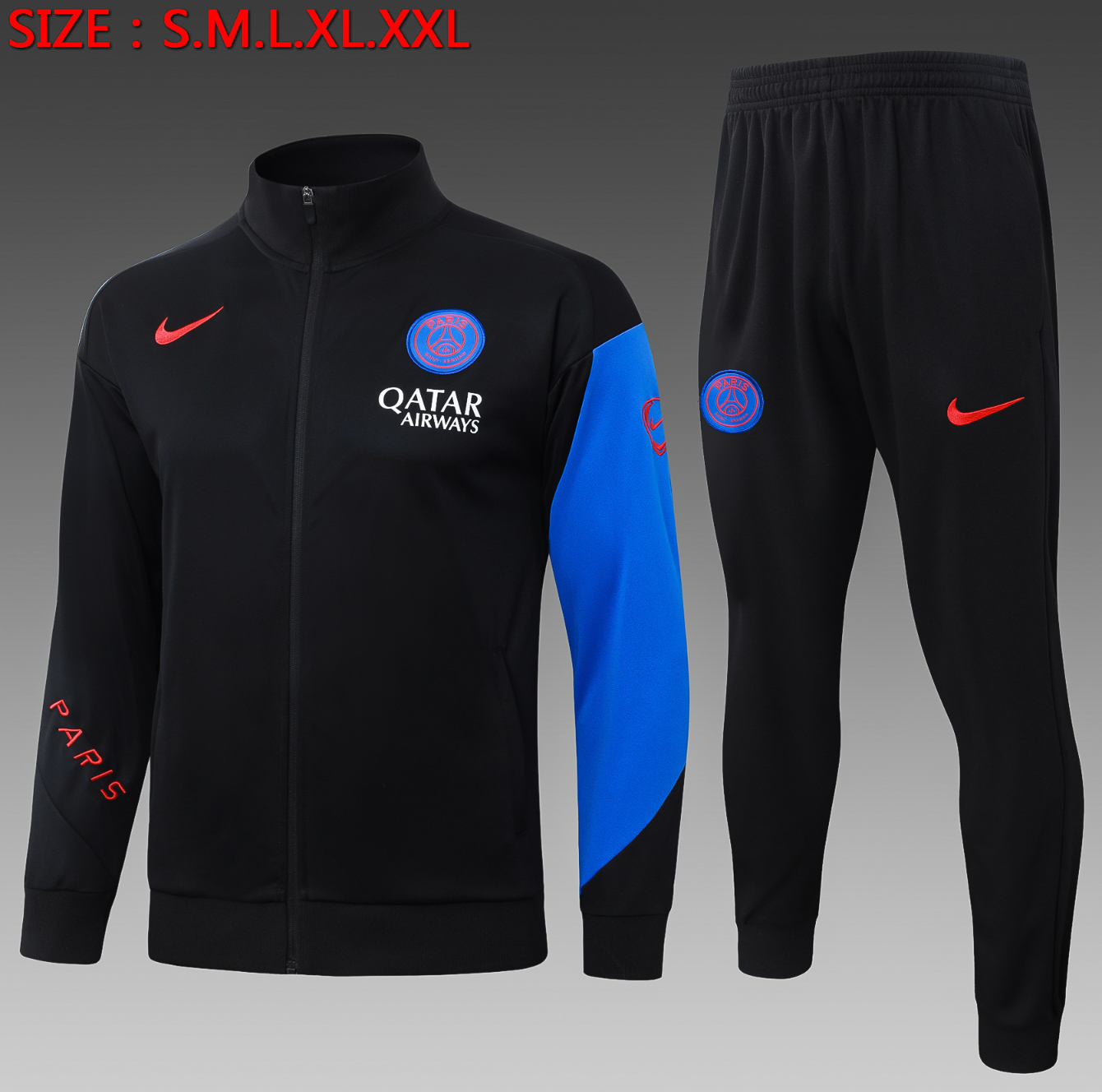 PSG 2026/2027 schwarzer Trainingsanzug