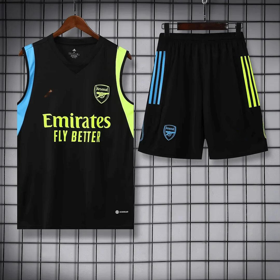 Ensemble d'été noir sans manches d'entraînement d'avant-match Arsenal 2023/2024