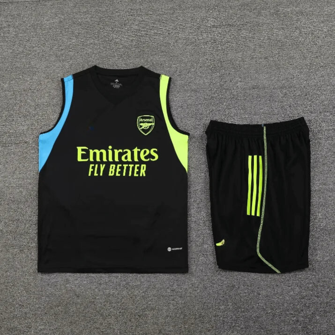 Ensemble d'été noir sans manches d'entraînement d'avant-match Arsenal 2023/2024