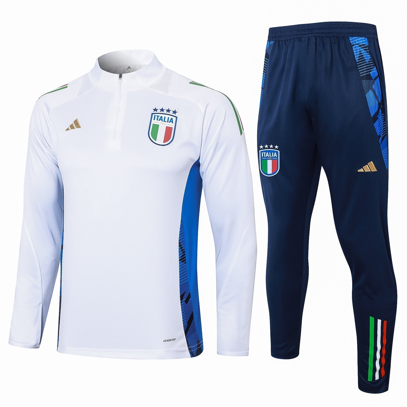 Tuta bianca mezza zip Italia 24-25